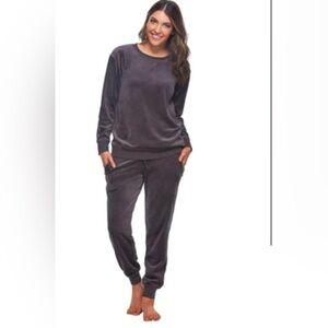 NWOT-Felina 2 Piece Ultra Luxe Gray Velour Jogger Set -size Med: 8-10 / NWOT